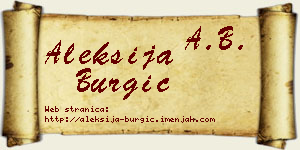 Aleksija Burgić vizit kartica